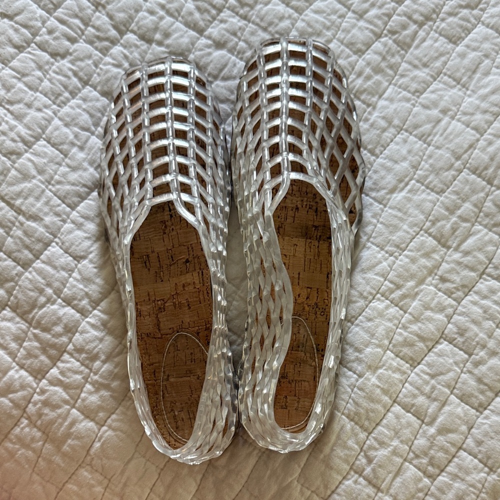 Clear Woven Slip-On Flats jellies